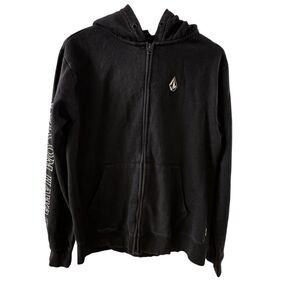 Volcom ~ Black zipped hoodie jacket ~ size M ~ **missing drawstring for hoodie